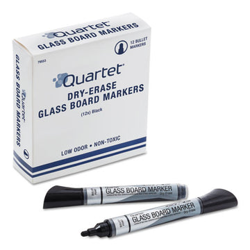 Quartet® Premium Glass Board Dry Erase Marker, Broad Bullet Tip, Black, Dozen freeshipping - TVN Wholesale